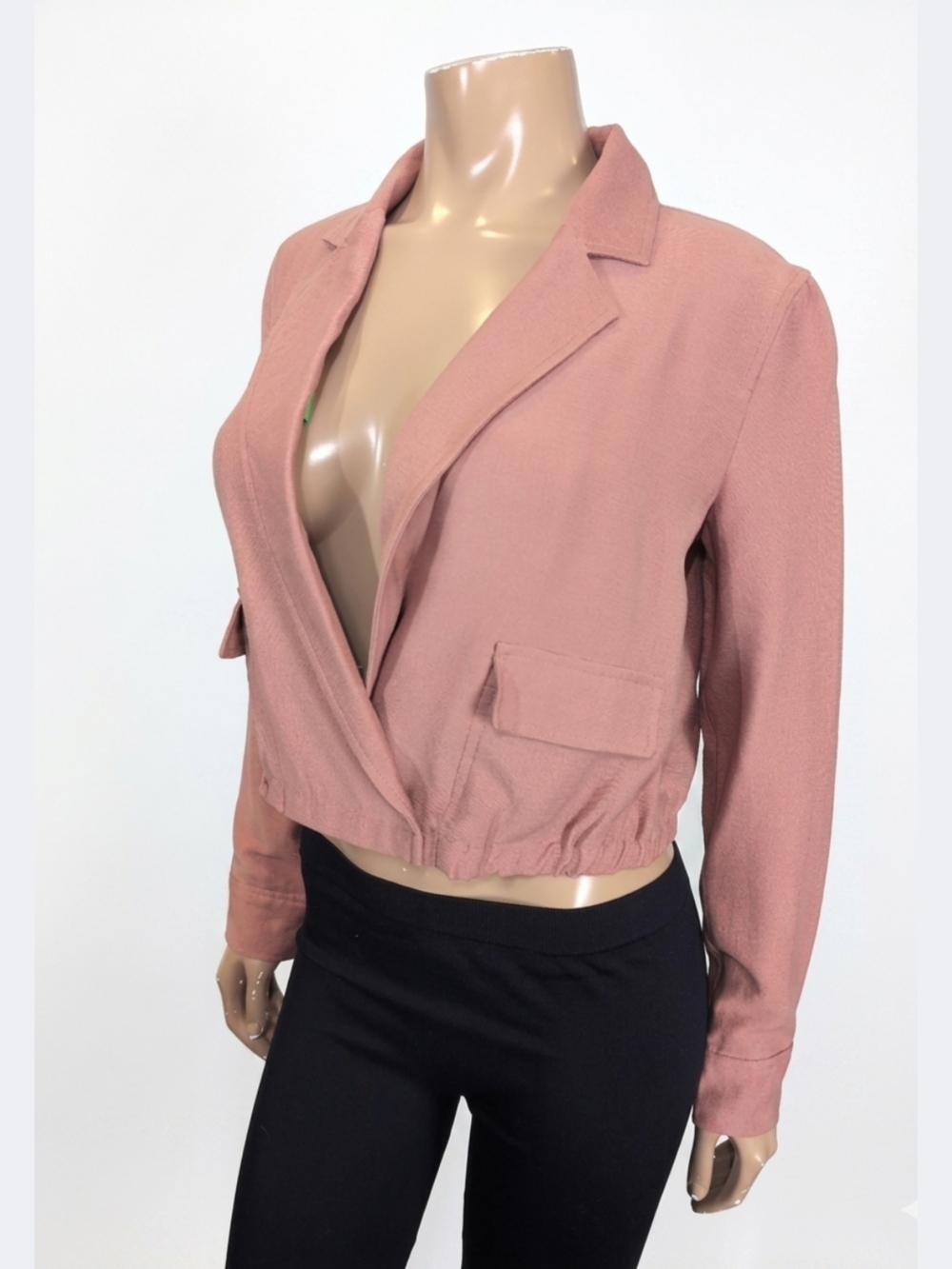 Dynamite Mauve Cropped Elastic Waist Blazer Jacket Womens Small Utility Spring